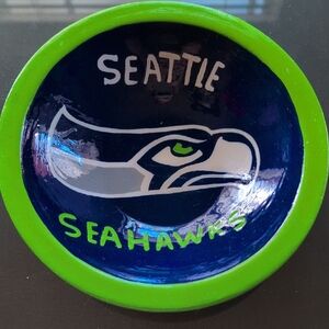 Handmade Seattle Seahawks Decorative Wood Bowl 8"